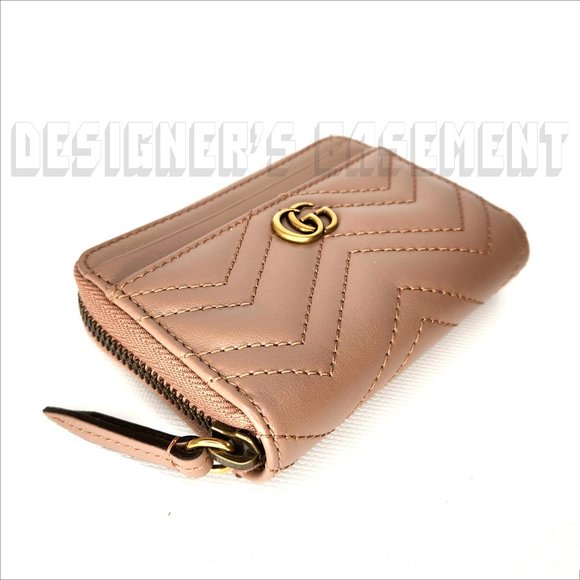GUCCI rose Matelasse Chevron leather GG MARMONT zip around ID window wallet NIB - Picture 3 of 7